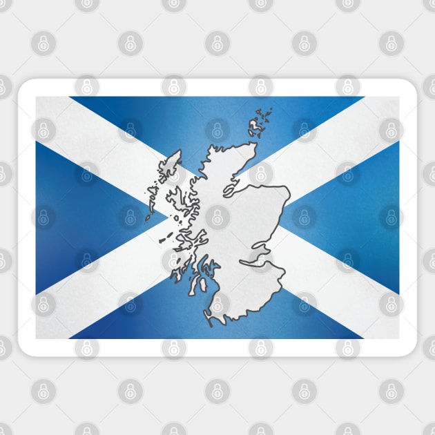 Scotland map in Scottish flag colors distressed style Magnet by Finji